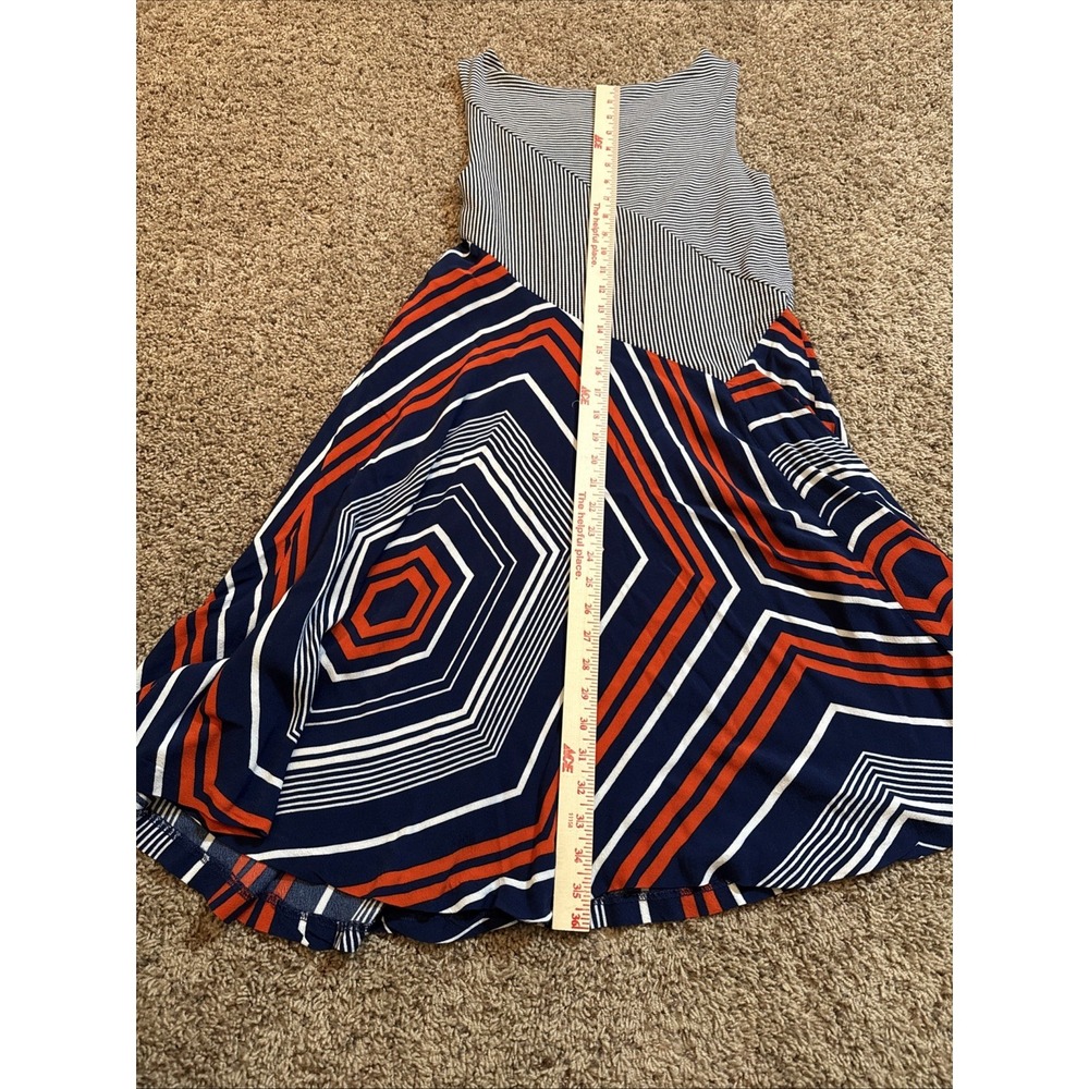 Maeve Anthropologie Cameron Striped Blue White Asymmetrical Swing Dress Size M - Picture 7 of 7